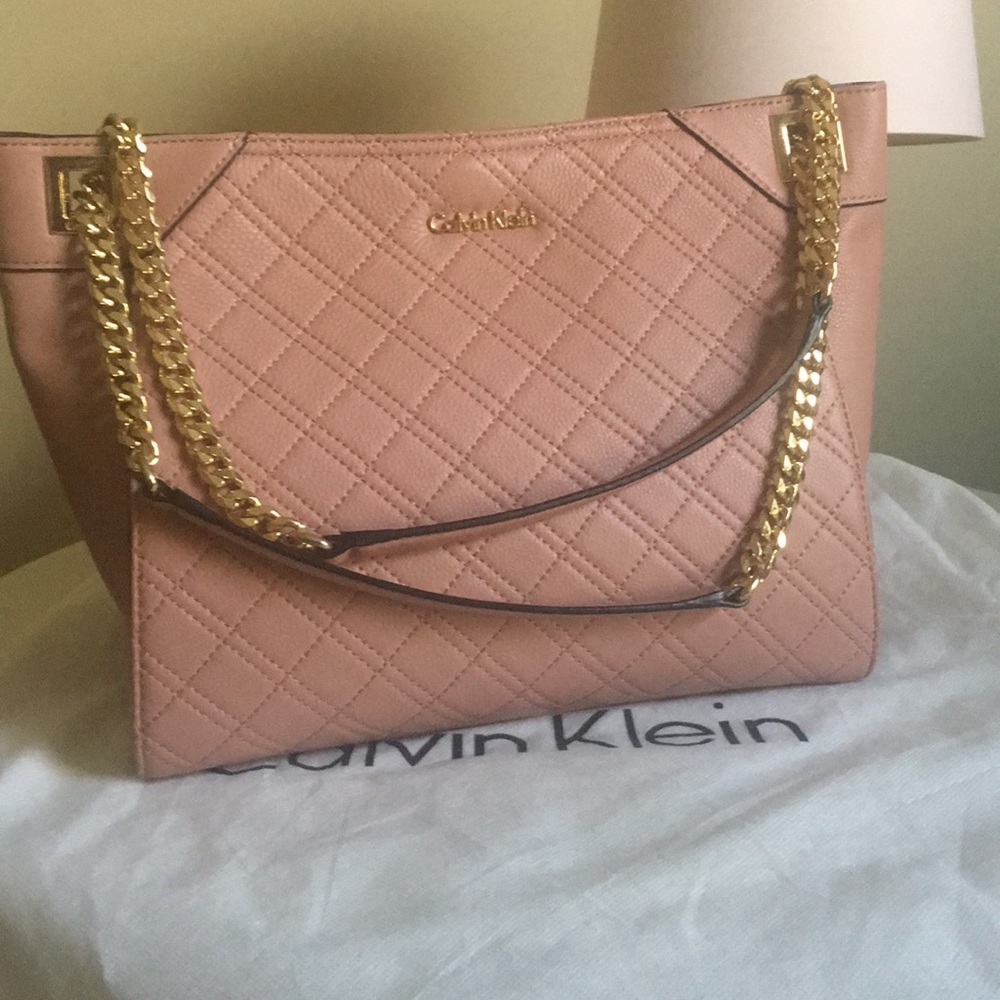Calvin Klein quilted pebbled leather satchel
